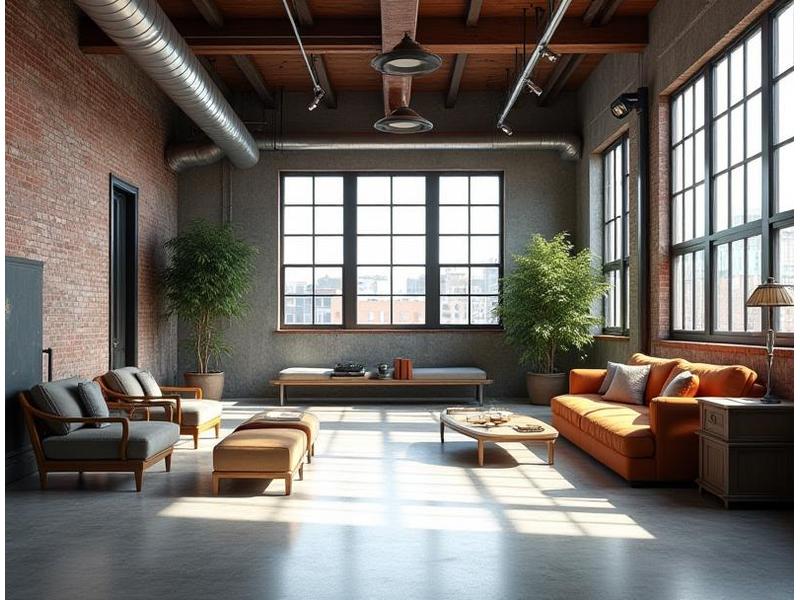Vue principale d'un loft industriel lumineux